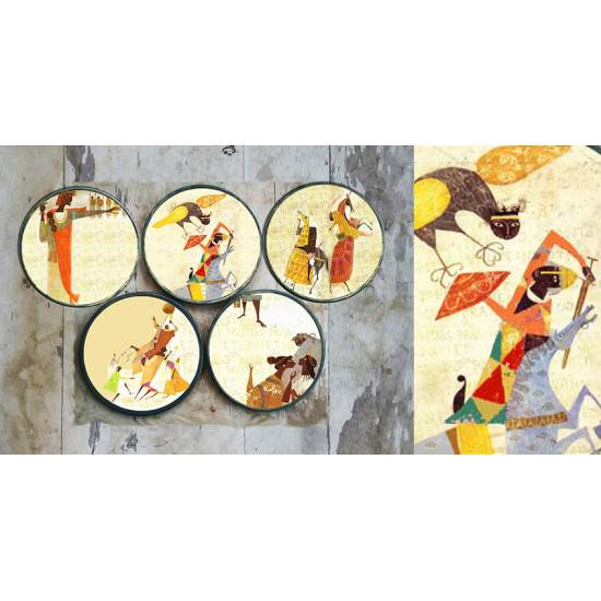 सजावट ❦ Hand painted Myths Wall Plates ❦ 27 { set of 5 }